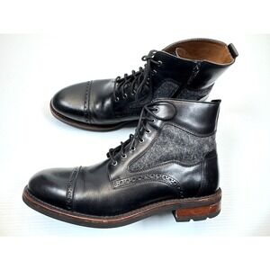 Johnson & Murphy 1850 Fullerton Cap-Toe Boots Mens 8.5 EUC Black Leather 27-1711